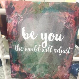 Floral Art Painting Print Stretched Canvas Wood Frame Hang Hook Inspiration EUC